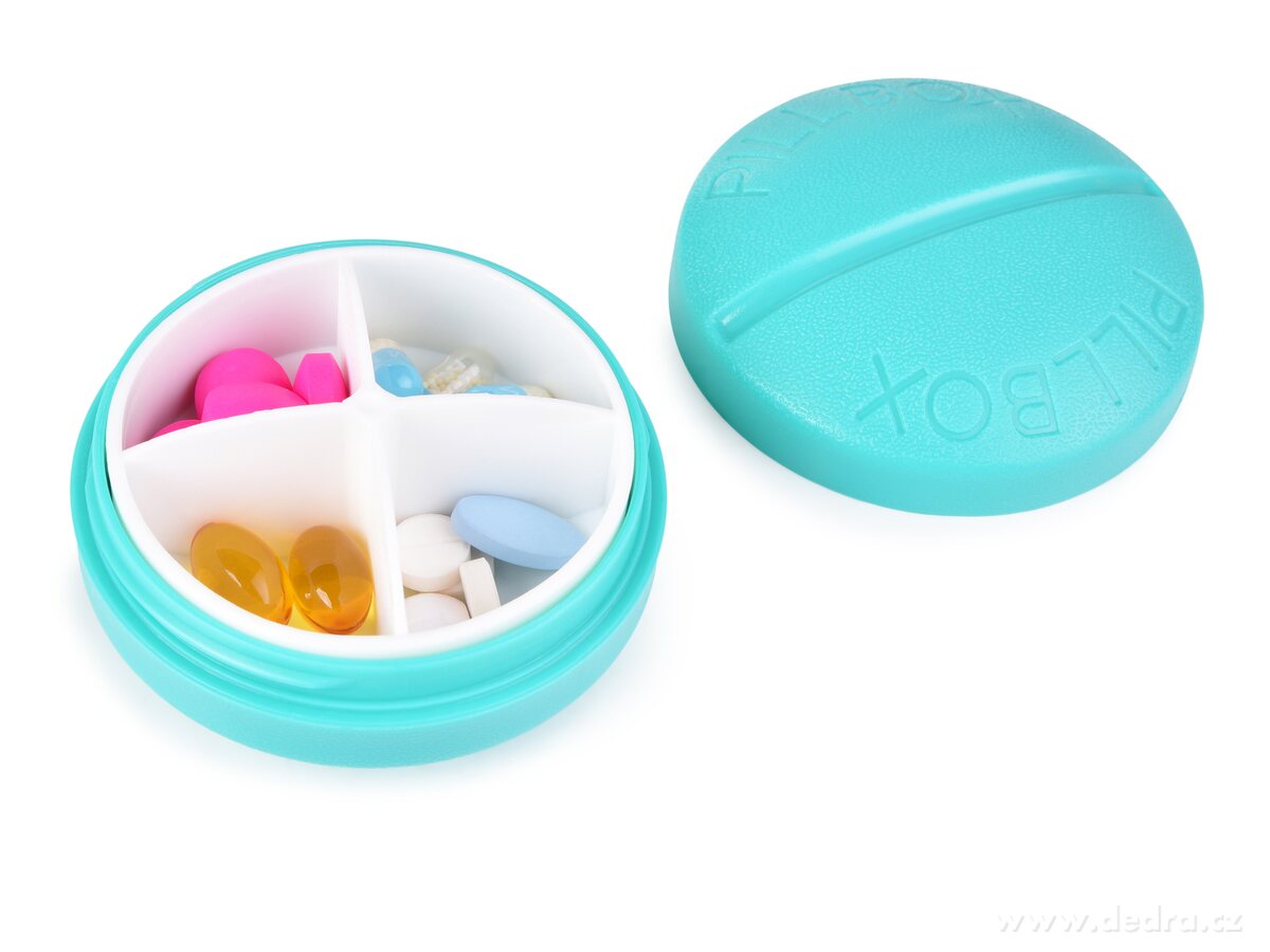 LÉKOVNÍK, Zásobník na léky a vitamíny, 4 přihrádky + špunty do uší – náhled 2 | Grand Móda