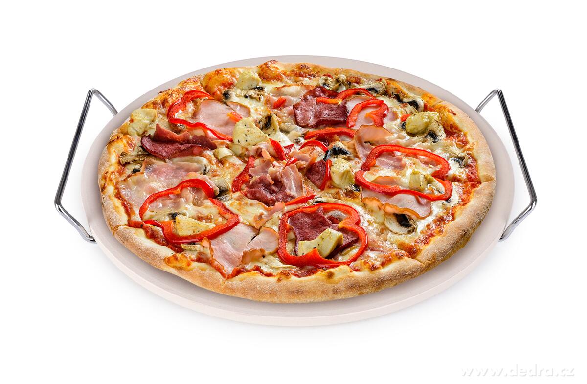 PIZZA SET 2v1, pečicí kordieritový kámen 34 cm + pizza nůž 30 cm, vhodné i na chléb – náhled 2 | Grand Móda