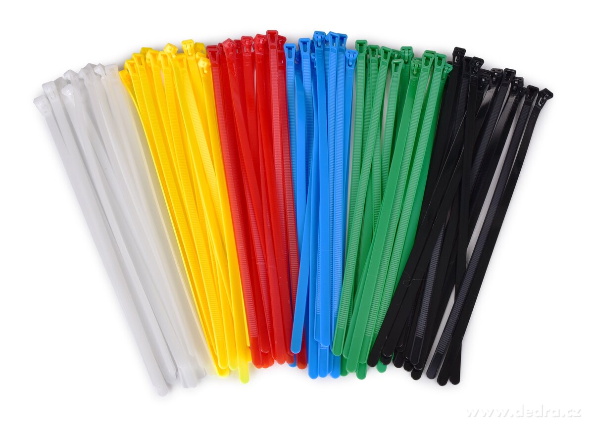 HOBBY, 100 ks opakovaně použitelné stahovací pásky, rozepínací zip pásky, mix barev