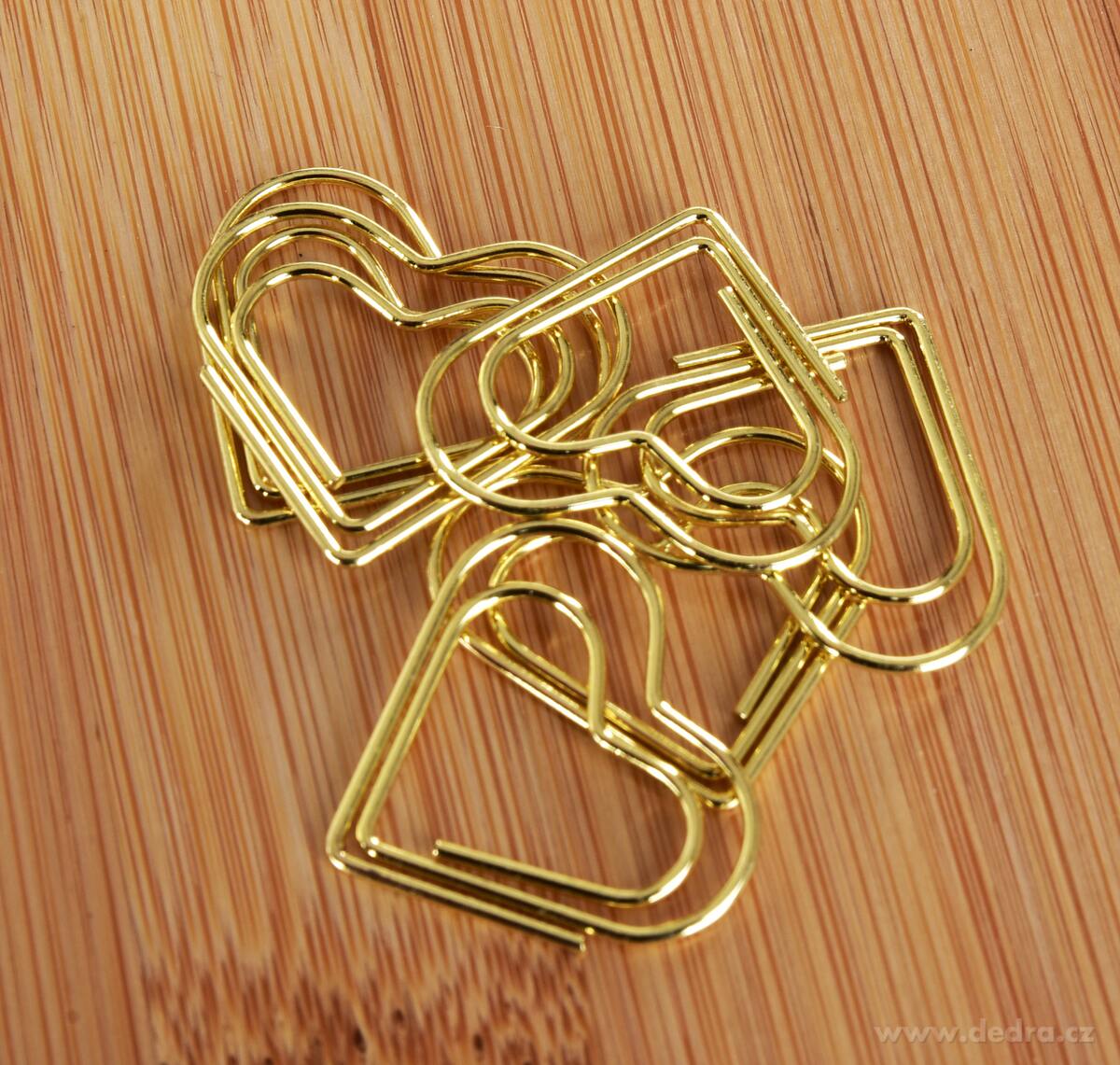 OFFICE, 50 ks kancelářské sponky ve tvaru srdce, zlaté kovové, dekorativní – náhled 4 | Grand Móda