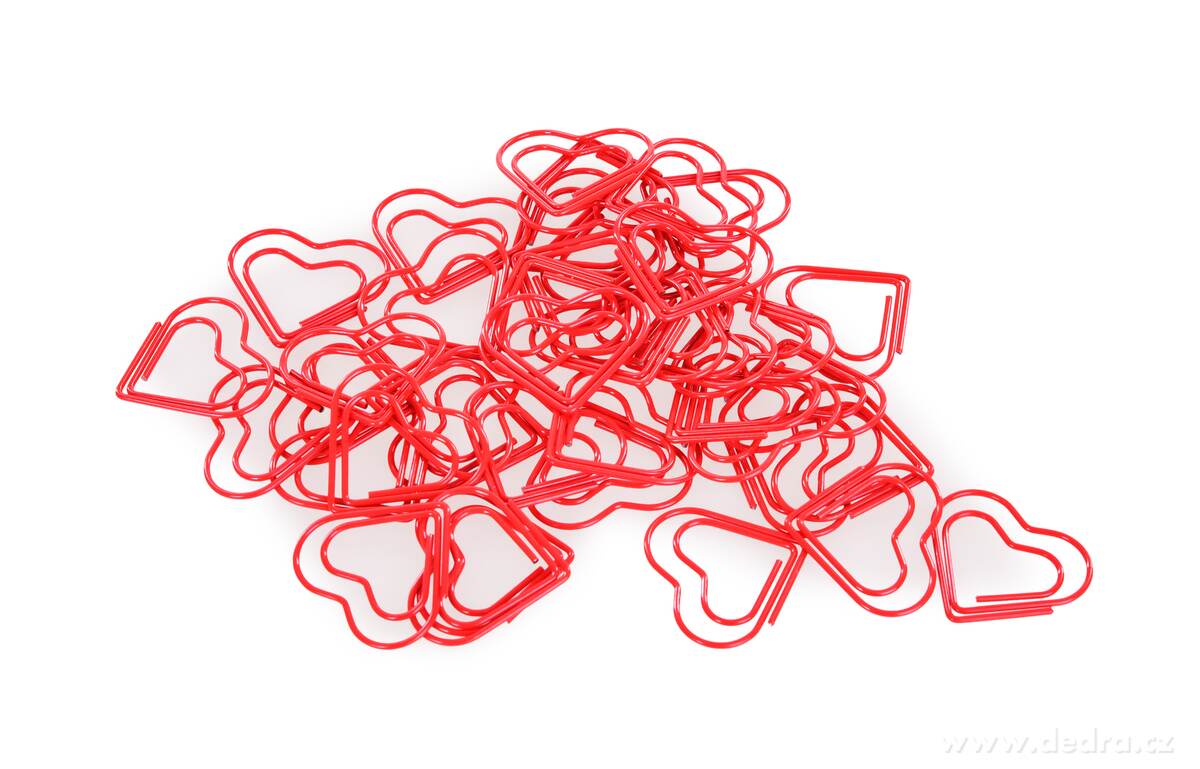 OFFICE | 40 ks kancel├í┼Ösk├ę sponky ve tvaru srdce | ─Źerven├ę kovov├ę | dekorativn├ş - hlavn├ş obr├ízek | Kancel├í┼Ösk├ę pot┼Öeby | Grand M├│da
