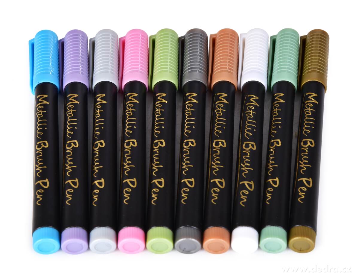 ART, 10 ks metalické štětcové fixy, pro kaligrafii, psaní & dekorativní kresbu | Školní potřeby ÔťĆ´ŞĆ | Grand Móda