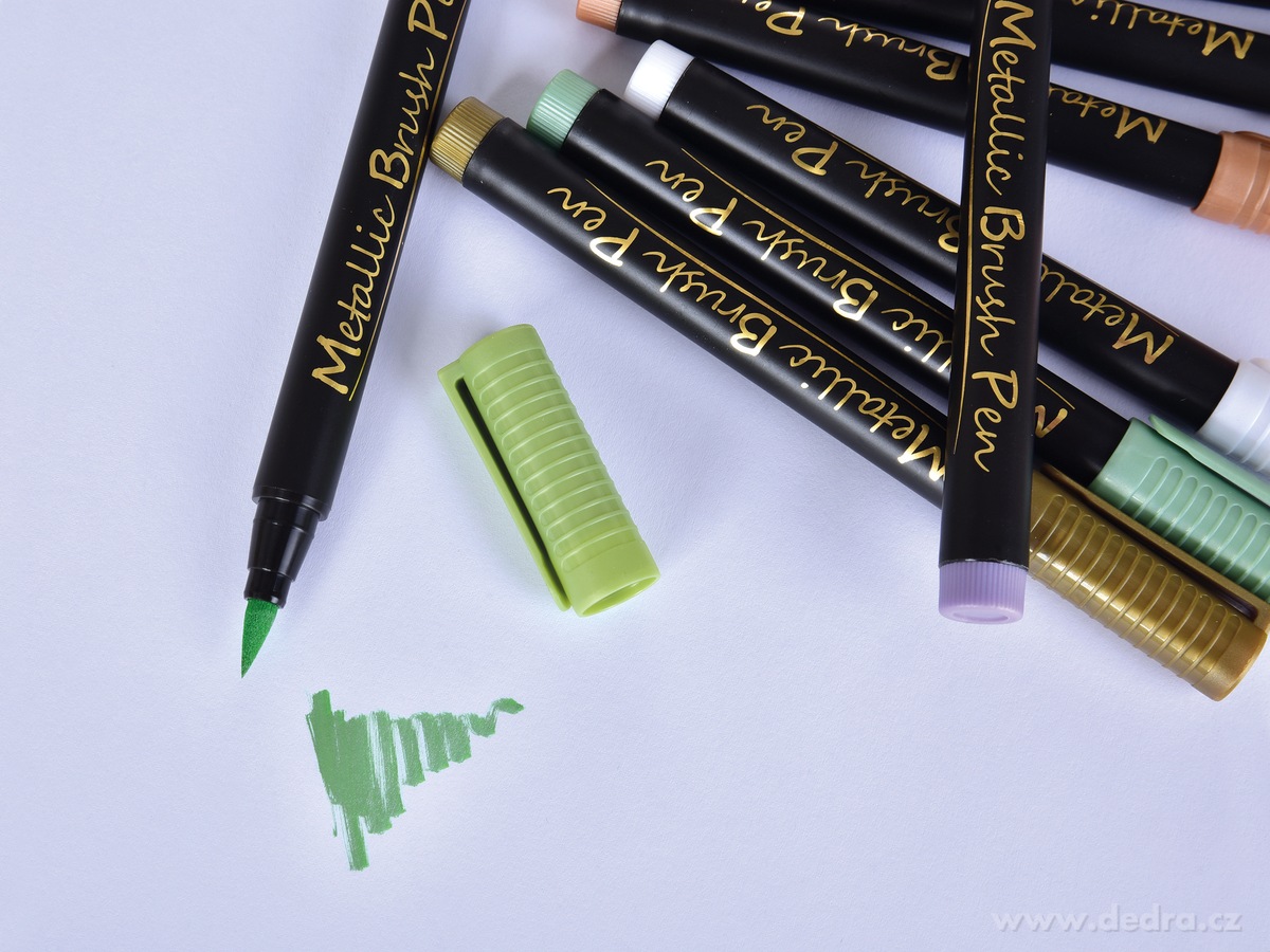 ART, 10 ks metalické štětcové fixy, pro kaligrafii, psaní & dekorativní kresbu – náhled 2 | Grand Móda