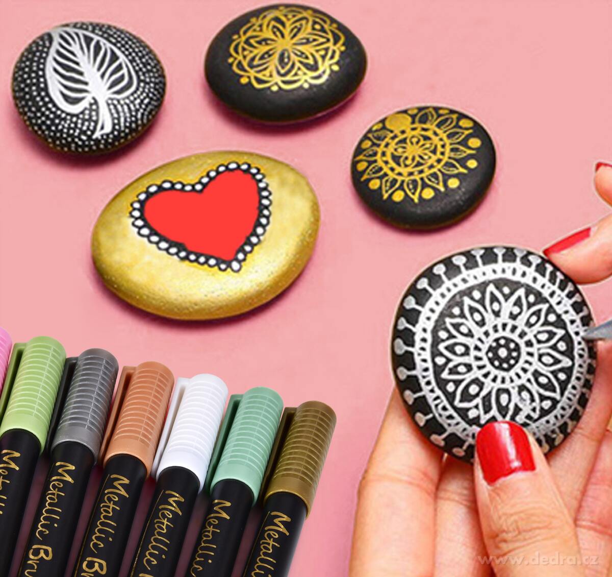 ART, 10 ks metalické štětcové fixy, pro kaligrafii, psaní & dekorativní kresbu – náhled 3 | Grand Móda