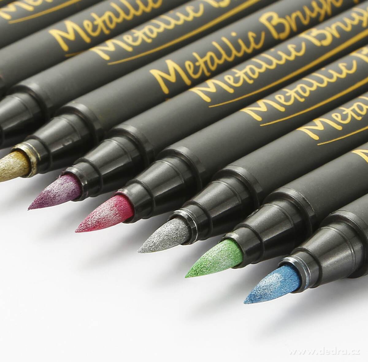 ART, 10 ks metalické štětcové fixy, pro kaligrafii, psaní & dekorativní kresbu – náhled 6 | Grand Móda