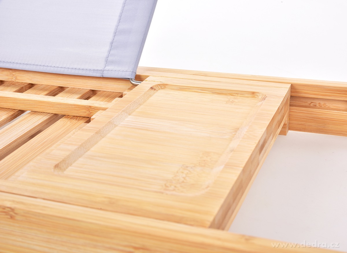 GoEco®, Nastavitelný bambusový stolek na vanu, držák na knihu, tablet i sklenici vína, 70–104 cm – náhled 6 | Grand Móda