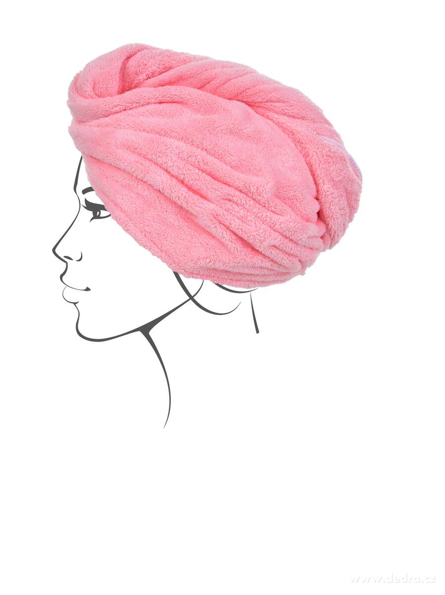 SPA, XL turban na sušení vlasů, exkluzivní LAGOON mikrovlákno, antistatický, proti lámání, růžový – náhled 6 | Grand Móda