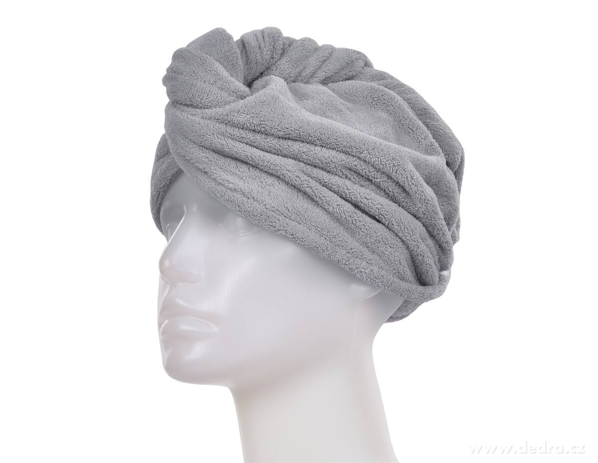 SPA, XL turban na sušení vlasů, exkluzivní LAGOON mikrovlákno, antistatický, proti lámání, šedý
