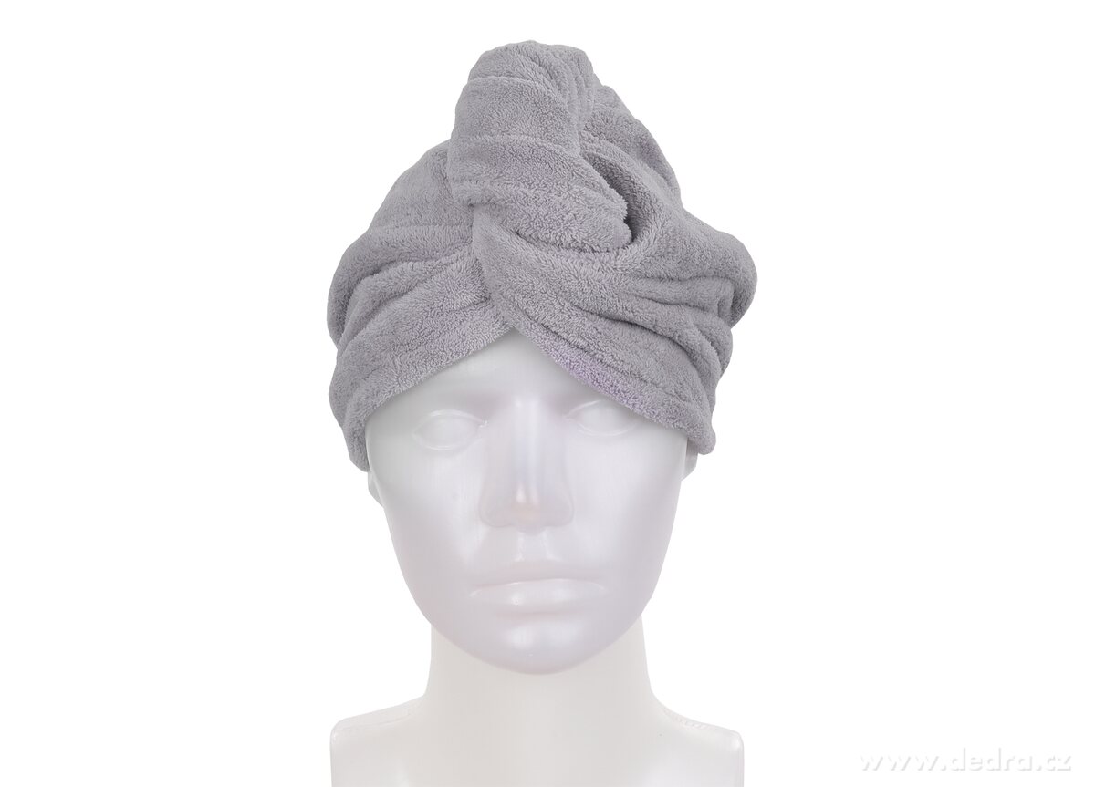 SPA, XL turban na sušení vlasů, exkluzivní LAGOON mikrovlákno, antistatický, proti lámání, šedý – náhled 4 | Grand Móda
