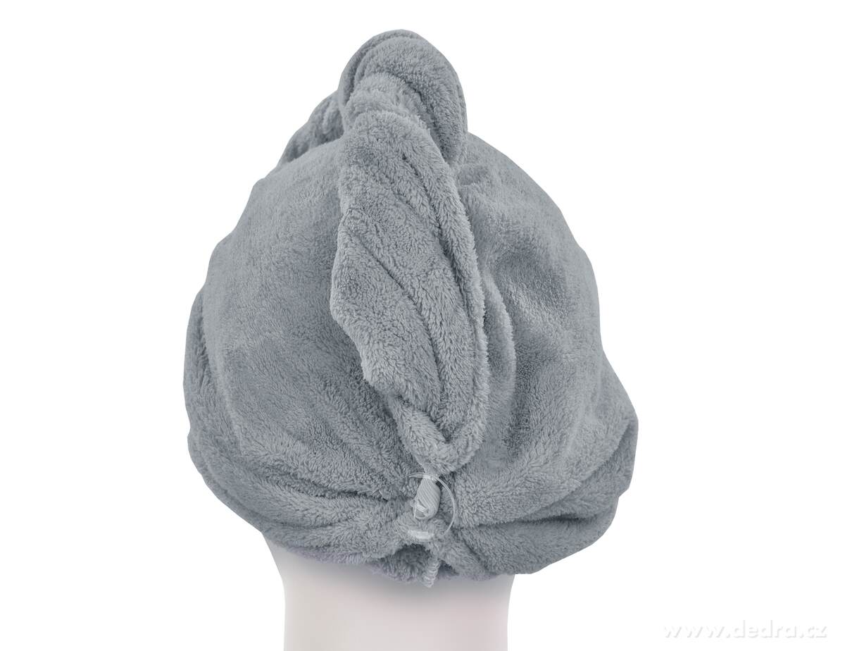 SPA, XL turban na sušení vlasů, exkluzivní LAGOON mikrovlákno, antistatický, proti lámání, šedý – náhled 5 | Grand Móda