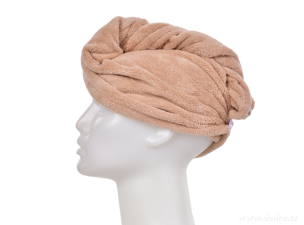 SPA, XL turban na sušení vlasů, exkluzivní LAGOON mikrovlákno, antistatický, proti lámání, hnědý – náhled 5 | Grand Móda