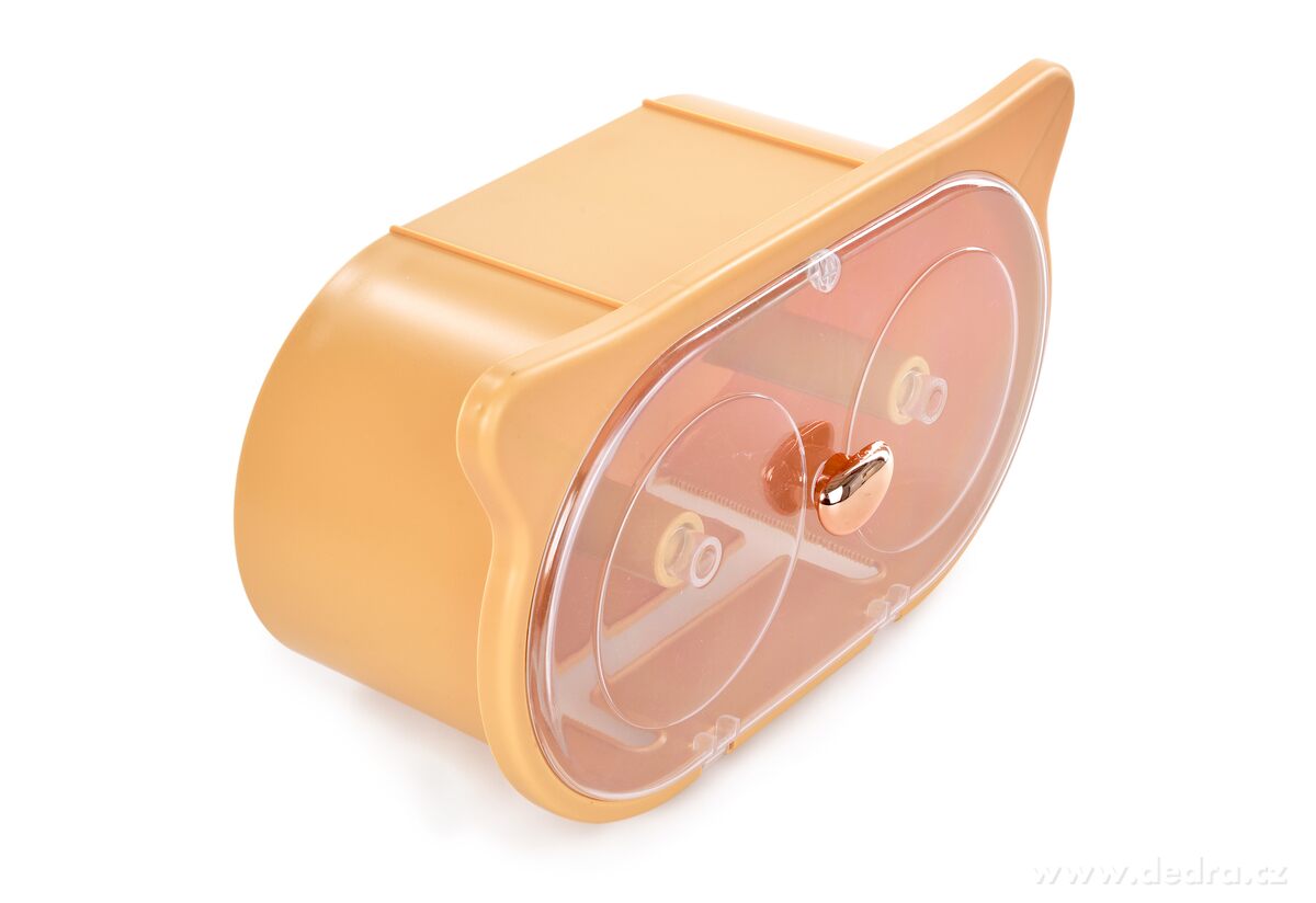 SOVA, závěsná skříňka na 2 role toaletního papíru, samolepicí úchyt, 2v1 s poličkou, meruňková – náhled 3 | Grand Móda