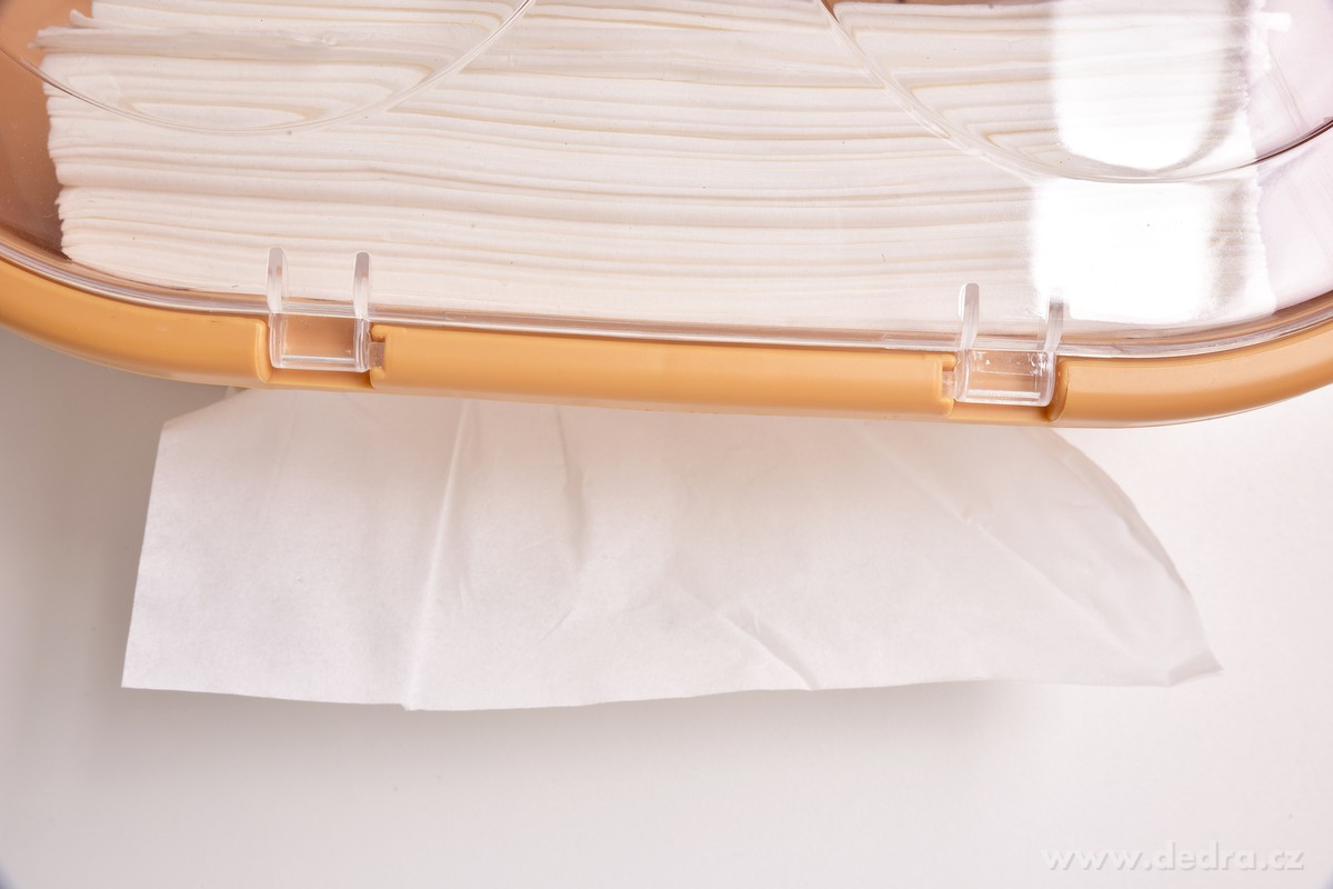 SOVA, závěsná skříňka na 2 role toaletního papíru, samolepicí úchyt, 2v1 s poličkou, meruňková – náhled 4 | Grand Móda