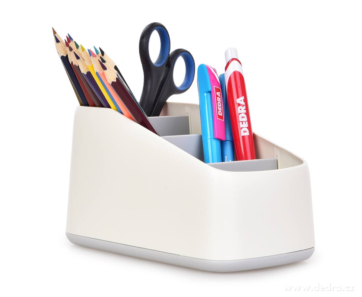 OFFICE, Kancelářský organizér se 4 přihrádkami, stojan na psací potřeby, šířka 9, 5 cm, šedý – náhled 2 | Grand Móda