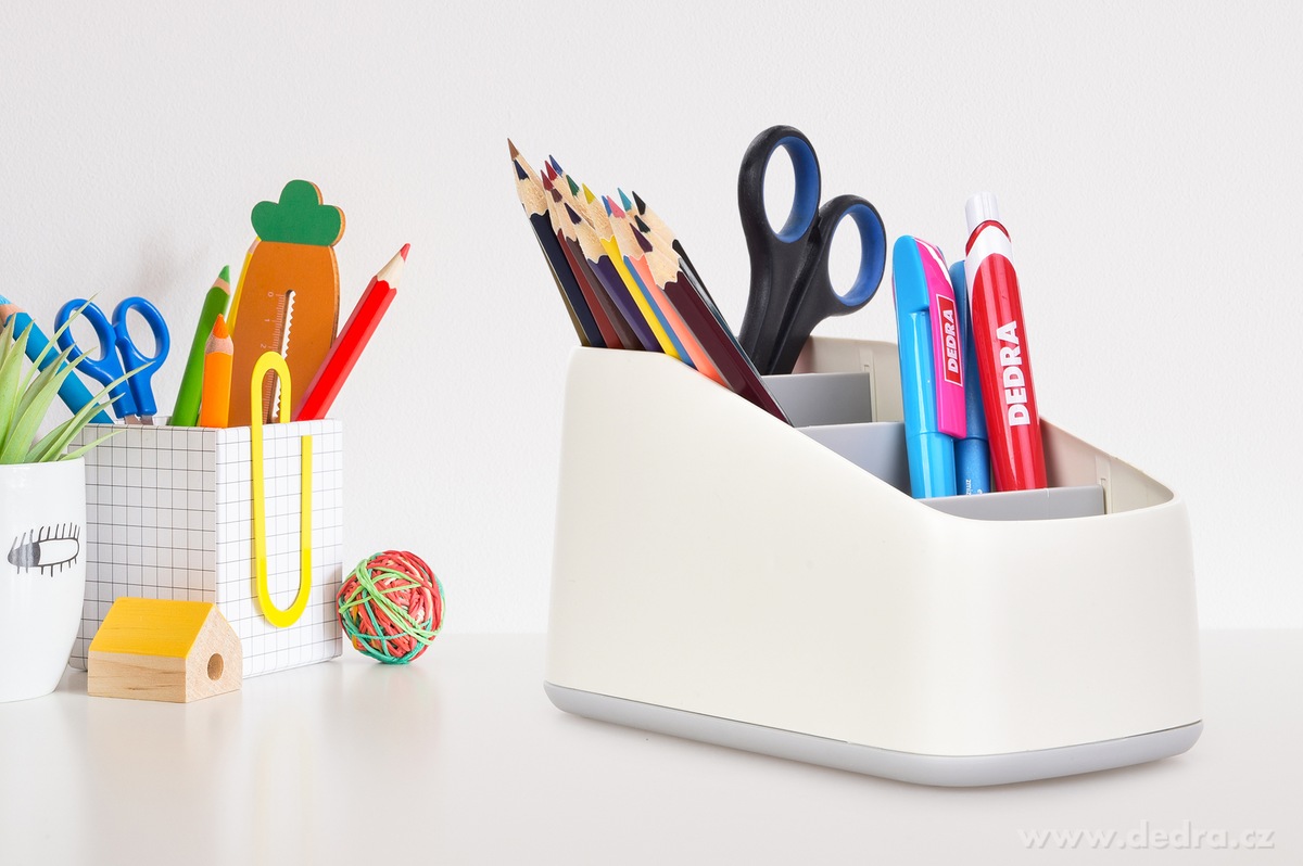 OFFICE, Kancelářský organizér se 4 přihrádkami, stojan na psací potřeby, šířka 9, 5 cm, šedý – náhled 3 | Grand Móda