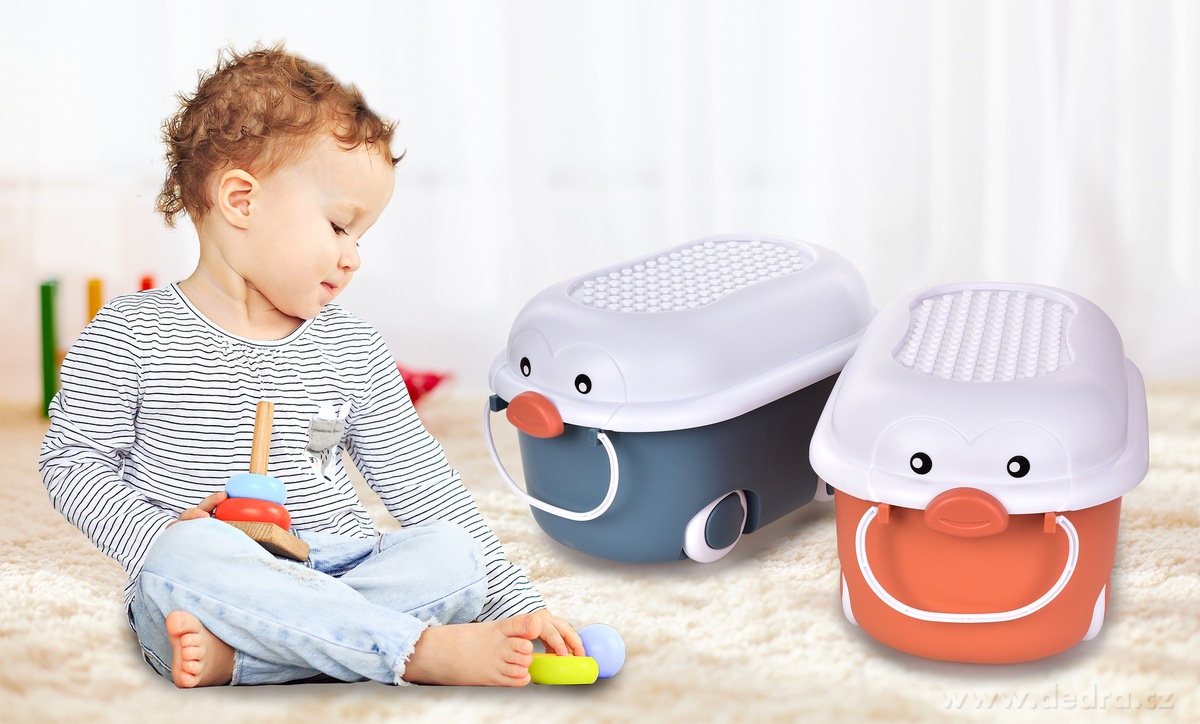 PLAY, 10 L pojízdný dětský box na hračky s víkem – náhled 3 | Grand Móda