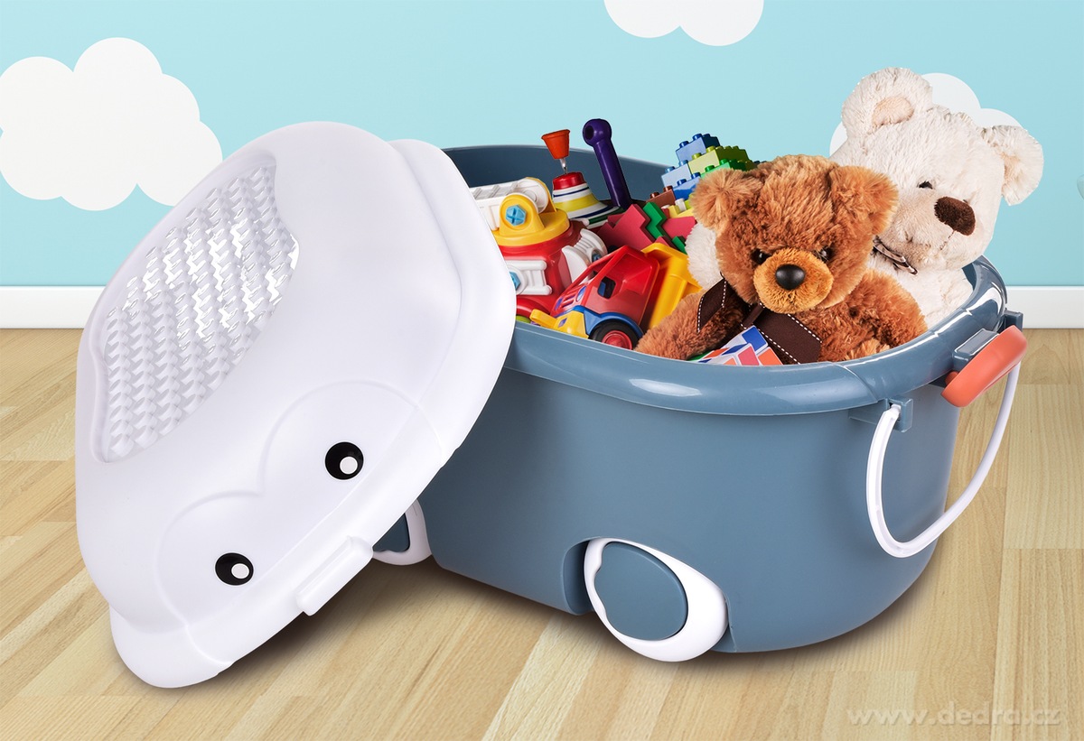 PLAY, 10 L pojízdný dětský box na hračky s víkem – náhled 3 | Grand Móda