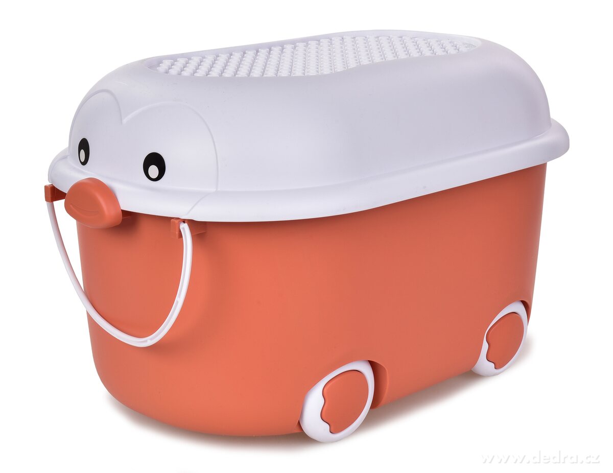 PLAY, 20 L pojízdný dětský box na hračky s víkem, cihlový