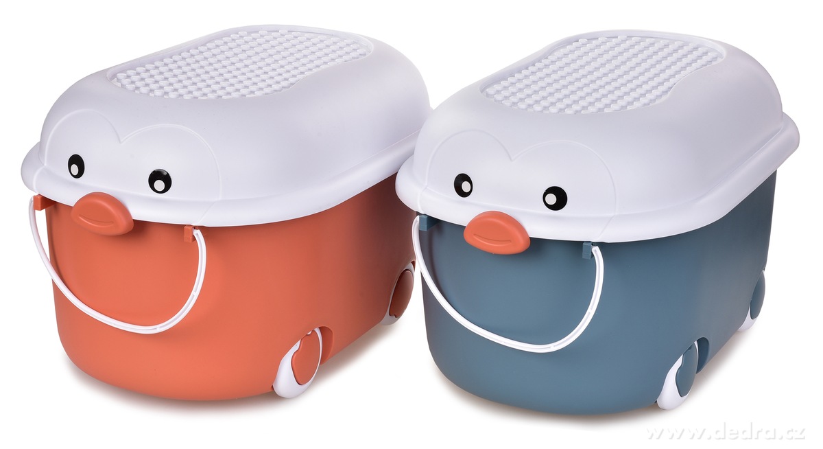 PLAY, 20 L pojízdný dětský box na hračky s víkem, cihlový – náhled 6 | Grand Móda