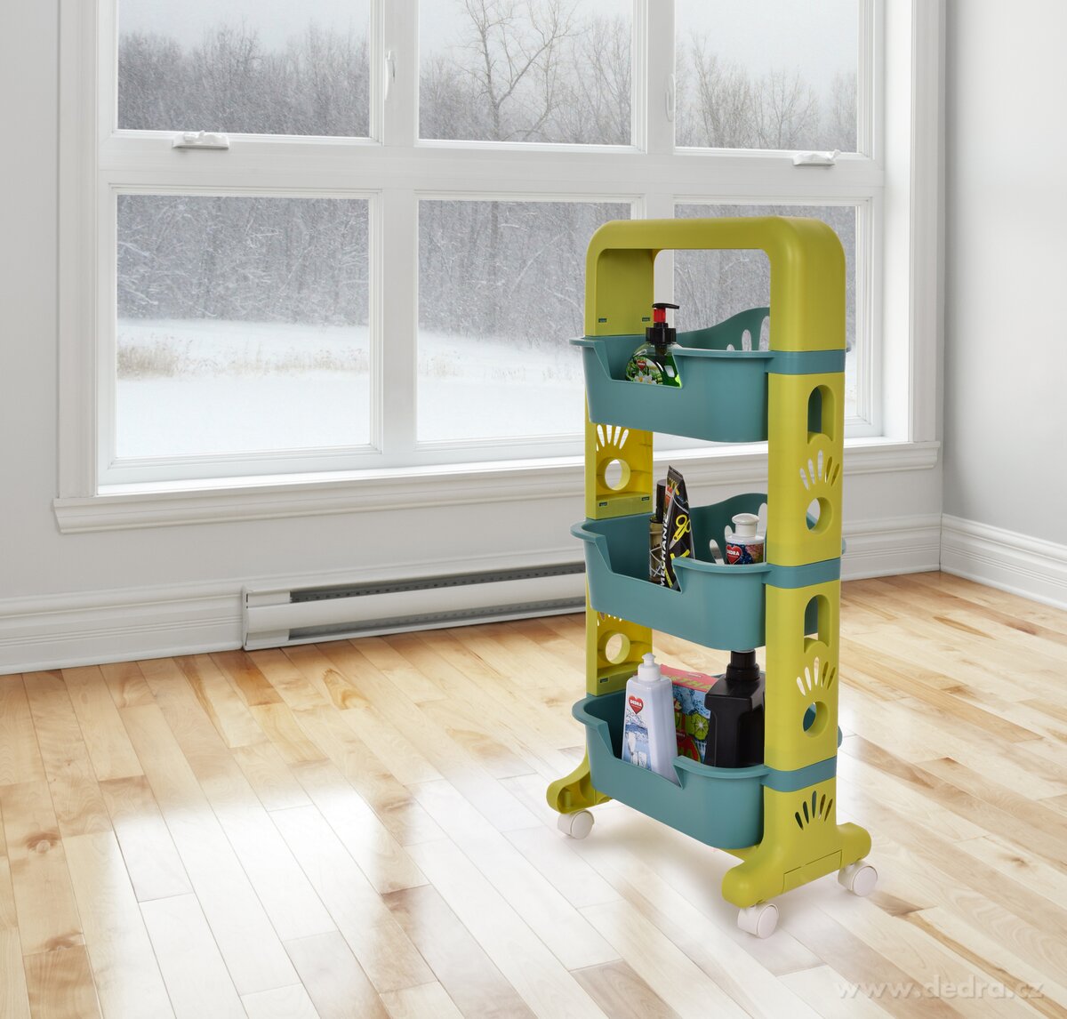 89 cm třípatrový úložný regál s hlubokými boxy – náhled 3 | Grand Móda