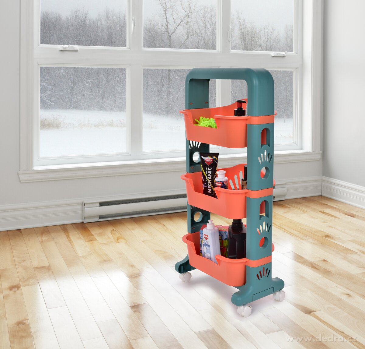 89 cm třípatrový úložný regál s hlubokými boxy – náhled 3 | Grand Móda