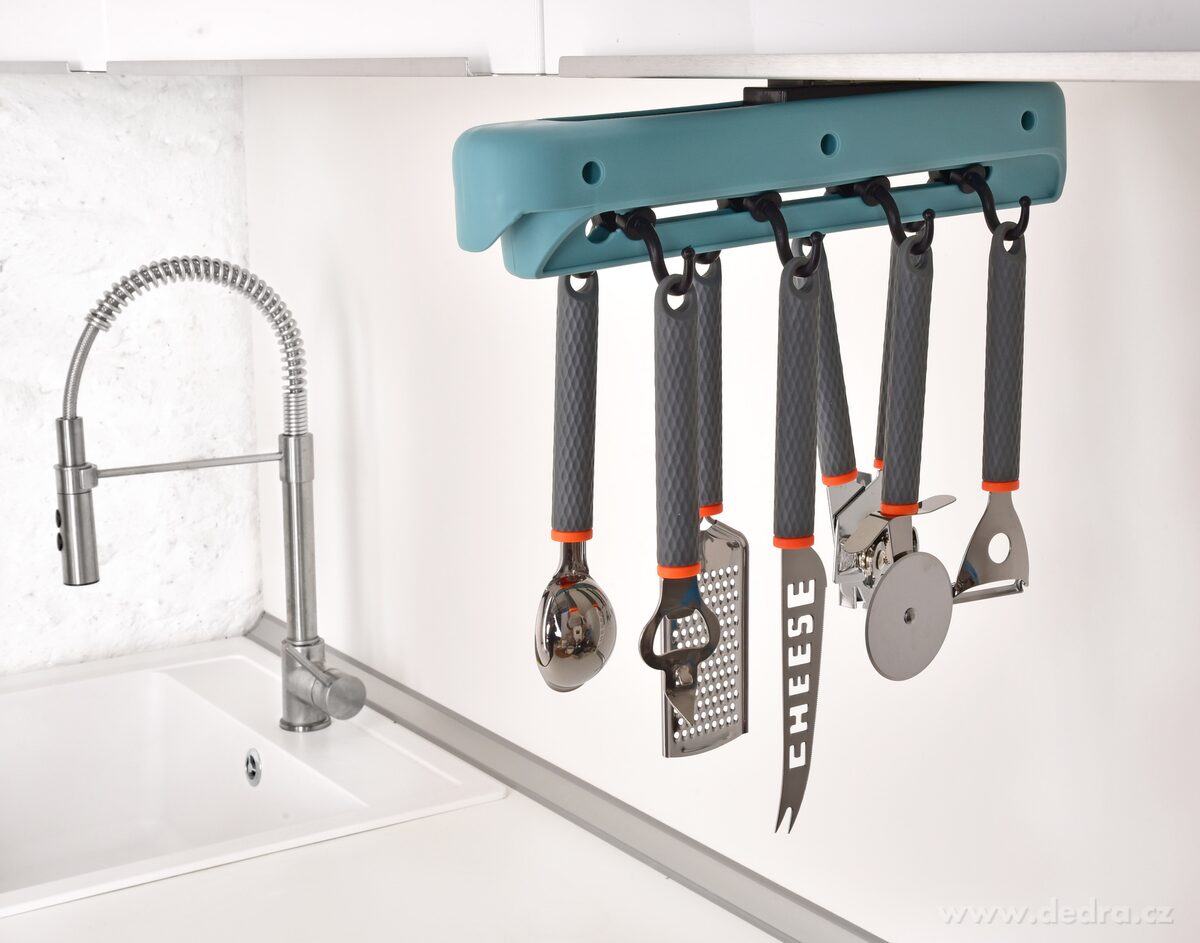 CHEF kuchyňský věšák s 8 háčky, Variabilní uspořádání a samolepicí uchycení bez vrtání – náhled 2 | Grand Móda