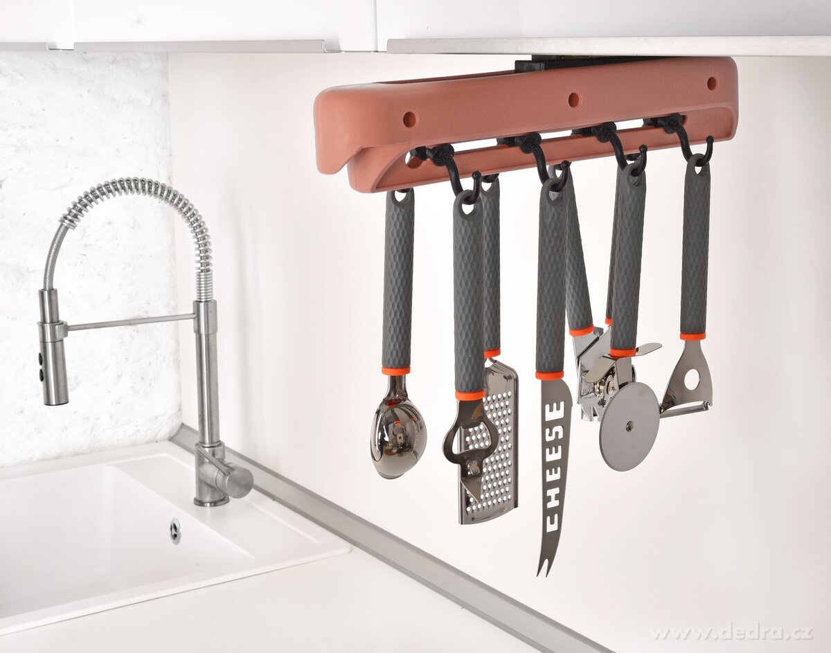 CHEF kuchyňský věšák s 8 háčky, Variabilní uspořádání a samolepicí uchycení bez vrtání – náhled 4 | Grand Móda