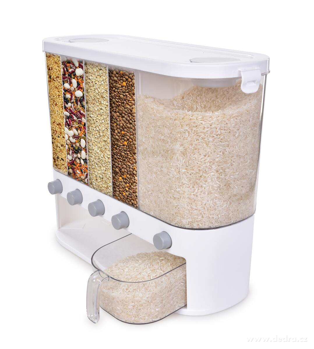 GOURMET, dávkovač sypkých potravin, 5 přihrádek na rýži, luštěniny a obiloviny – náhled 2 | Grand Móda