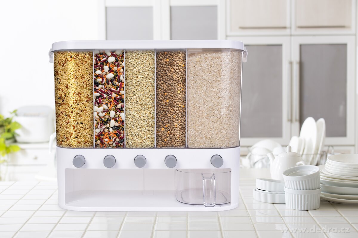 GOURMET, dávkovač sypkých potravin, 5 přihrádek na rýži, luštěniny a obiloviny – náhled 4 | Grand Móda