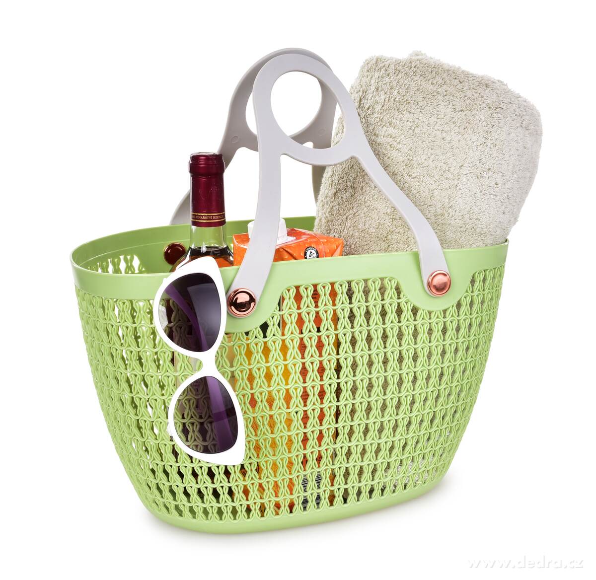 Velký stylový plastový košík se silikonovými odnímatelnými uchy – náhled 3 | Grand Móda