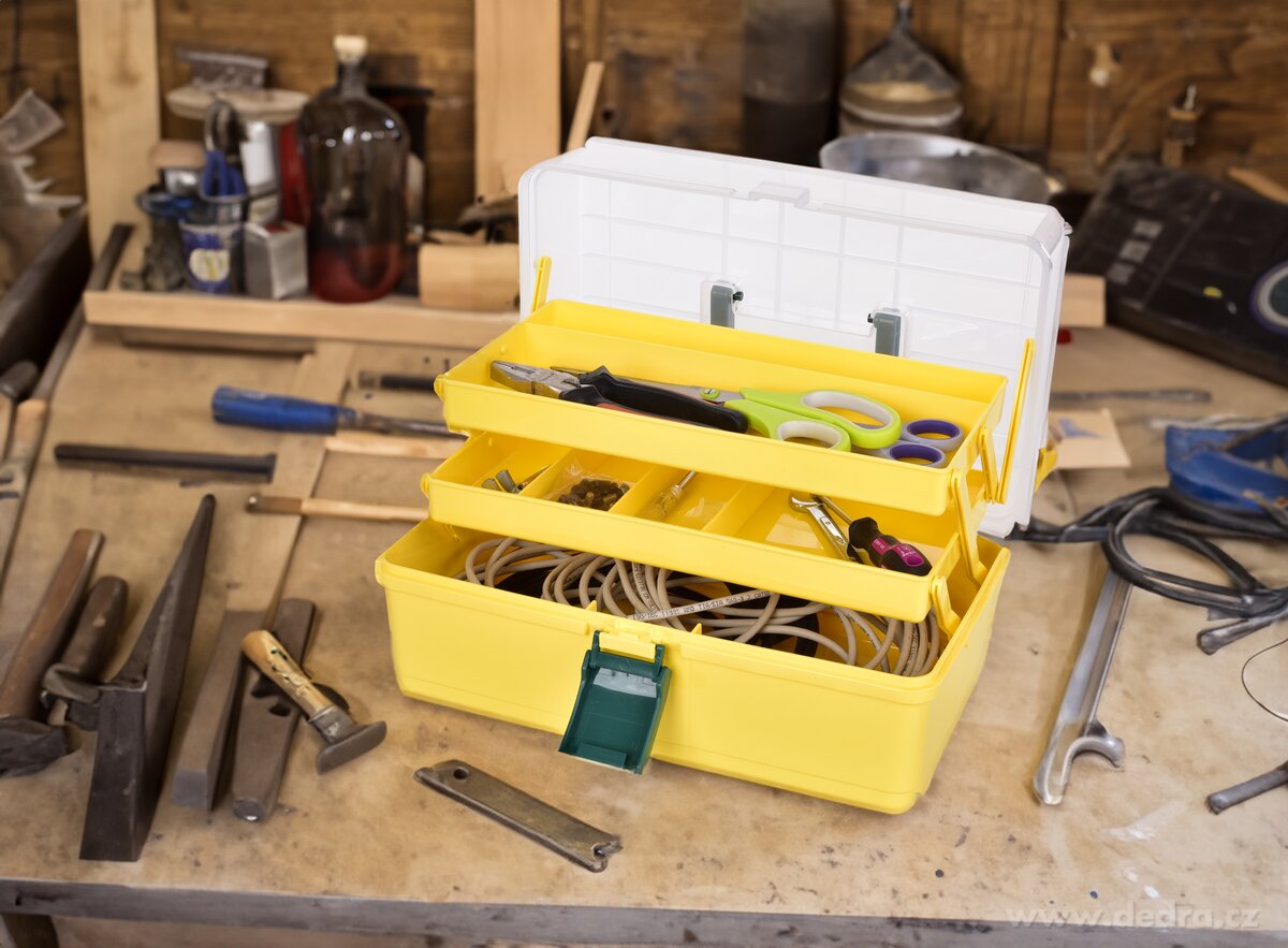 PRAKTIK, Úložný kufr se sklopnou rukojetí, 1 velký prostor + 2 výsuvné přihrádky, 17 cm – náhled 3 | Grand Móda