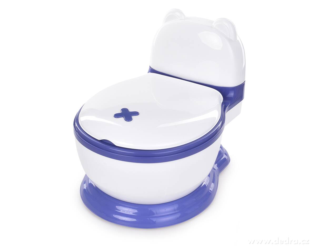 BABY WC, dětský nočník ve tvaru záchodu, s víkem, vyjímatelnou nádobou a kartáčkem, modrý – náhled 2 | Grand Móda