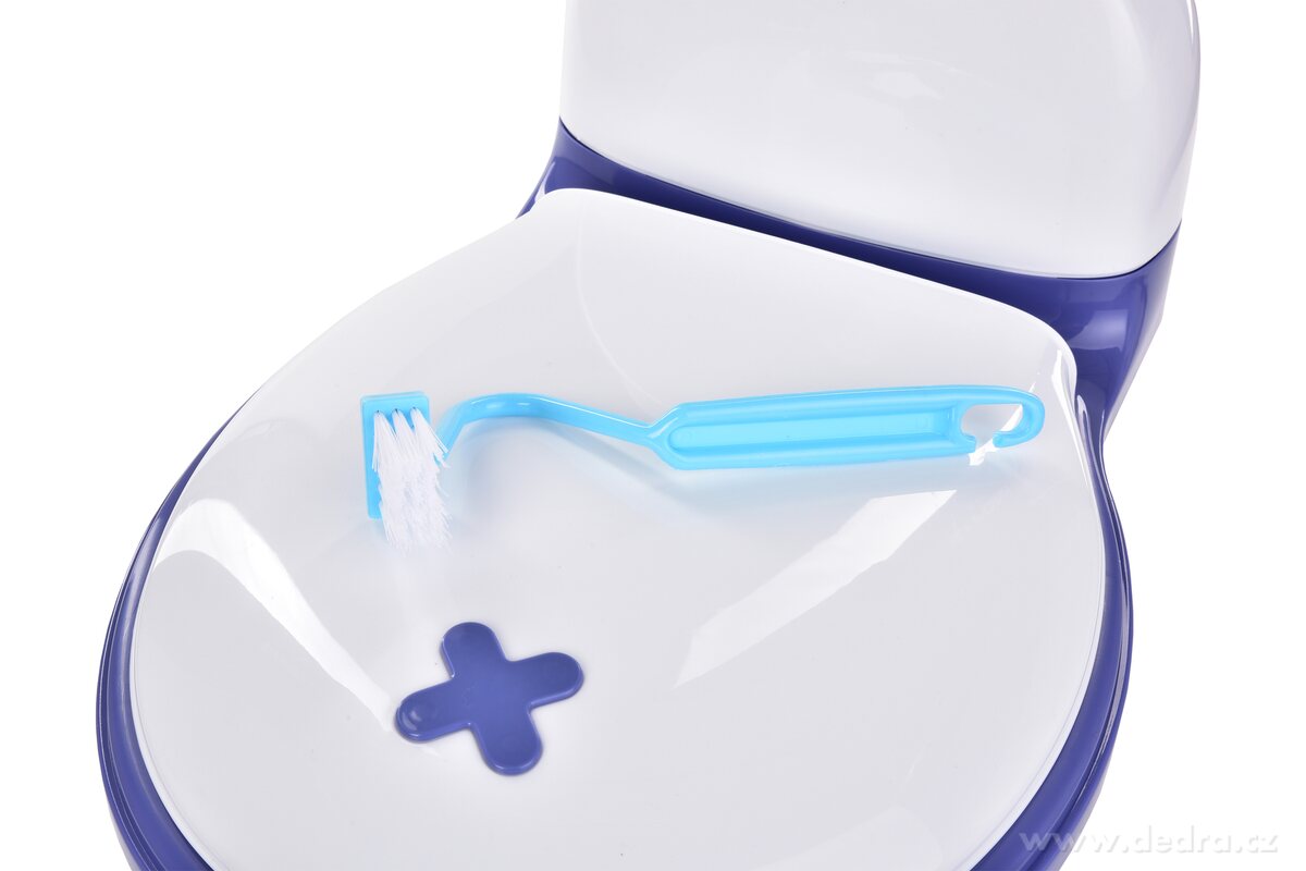 BABY WC, dětský nočník ve tvaru záchodu, s víkem, vyjímatelnou nádobou a kartáčkem, modrý – náhled 4 | Grand Móda