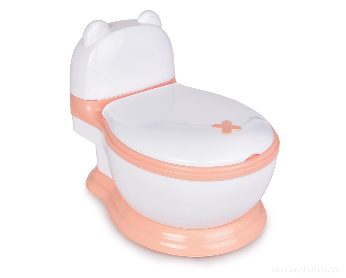 BABY WC, dětský nočník ve tvaru záchodu, s víkem, vyjímatelnou nádobou a kartáčkem, meruňkový – náhled 2 | Grand Móda