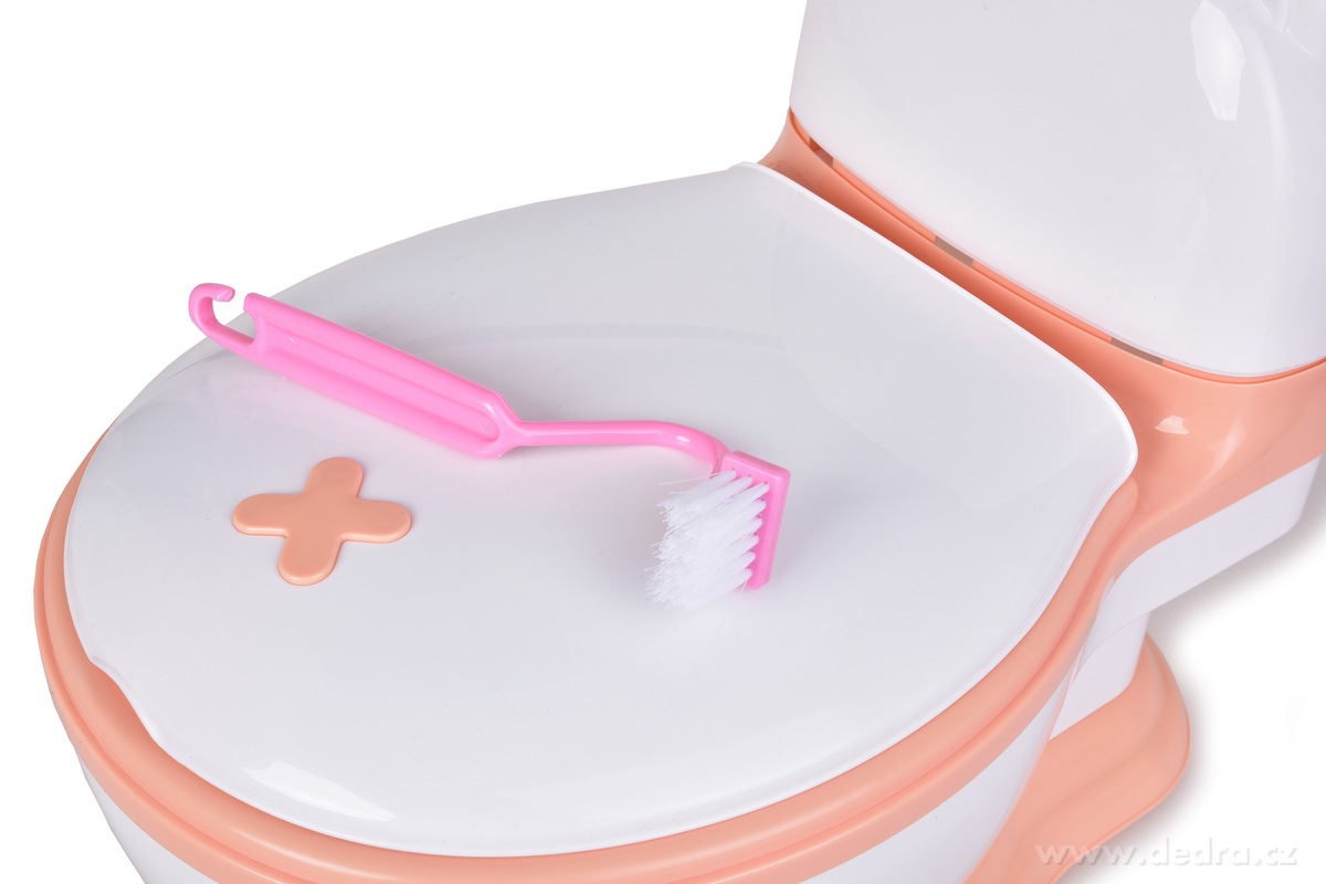 BABY WC, dětský nočník ve tvaru záchodu, s víkem, vyjímatelnou nádobou a kartáčkem, meruňkový – náhled 5 | Grand Móda