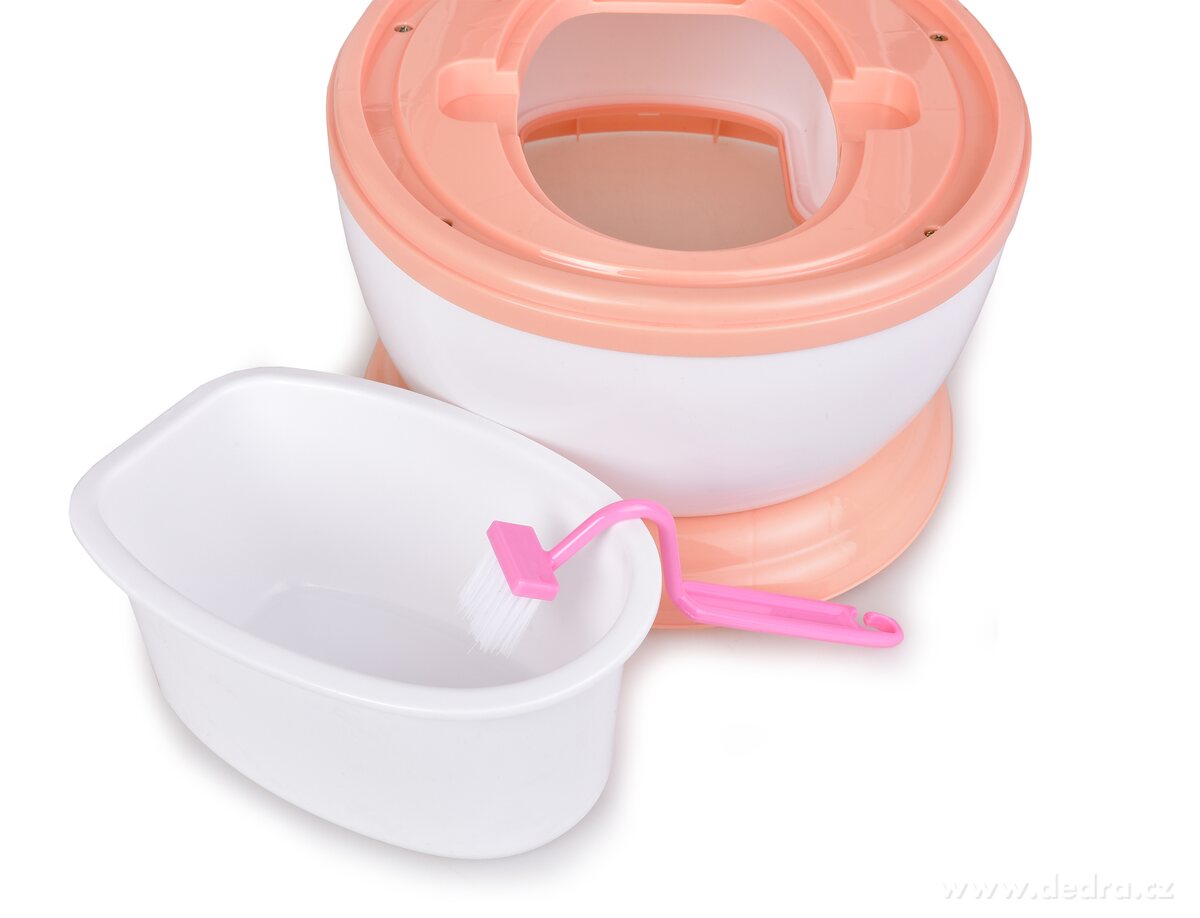 BABY WC, dětský nočník ve tvaru záchodu, s víkem, vyjímatelnou nádobou a kartáčkem, meruňkový – náhled 6 | Grand Móda