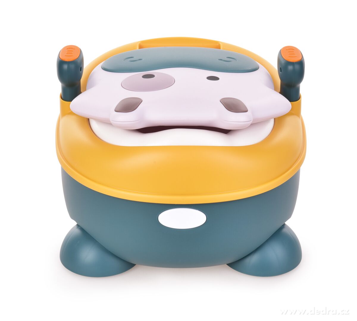BABY BOO, dětský nočník kravička, výklopný s víkem & uchy, vyjímatelná nádoba, objem 2800 ml, oranžový – náhled 2 | Grand Móda
