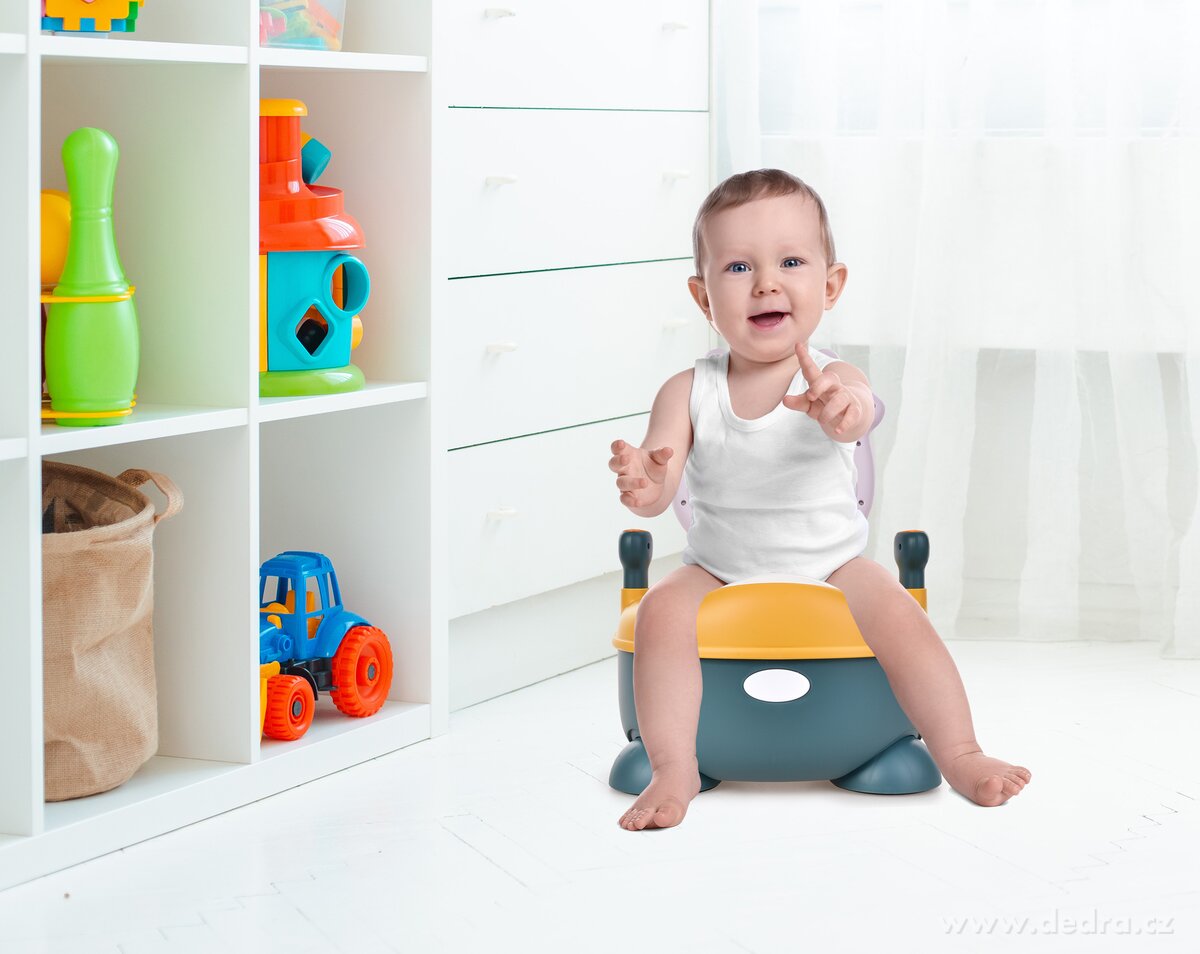 BABY BOO, dětský nočník kravička, výklopný s víkem & uchy, vyjímatelná nádoba, objem 2800 ml, oranžový – náhled 3 | Grand Móda