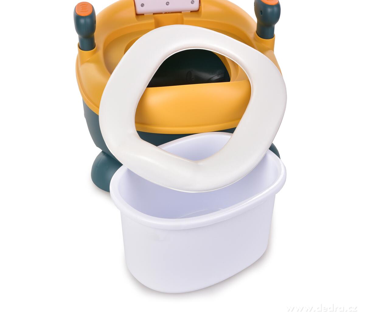 BABY BOO, dětský nočník kravička, výklopný s víkem & uchy, vyjímatelná nádoba, objem 2800 ml, oranžový – náhled 6 | Grand Móda