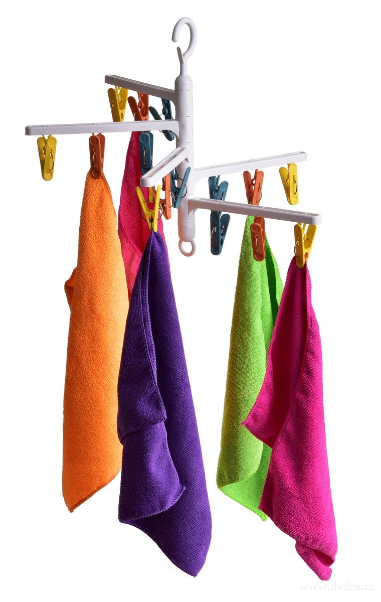 KOLÍČKOVNÍK, závěsný pětiramenný kolotoč s 15 barevnými kolíčky na prádlo – náhled 2 | Grand Móda