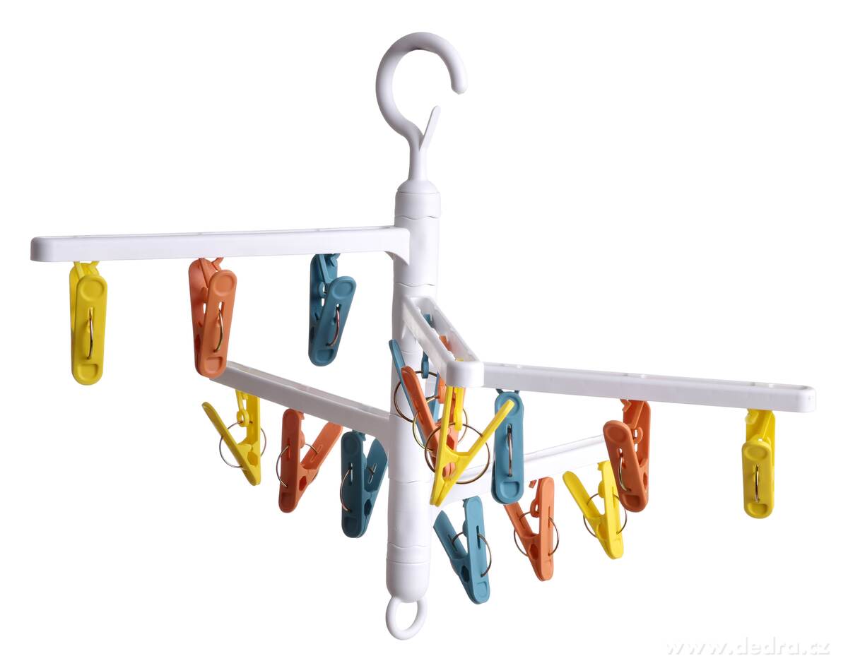 KOLÍČKOVNÍK, závěsný pětiramenný kolotoč s 15 barevnými kolíčky na prádlo – náhled 4 | Grand Móda