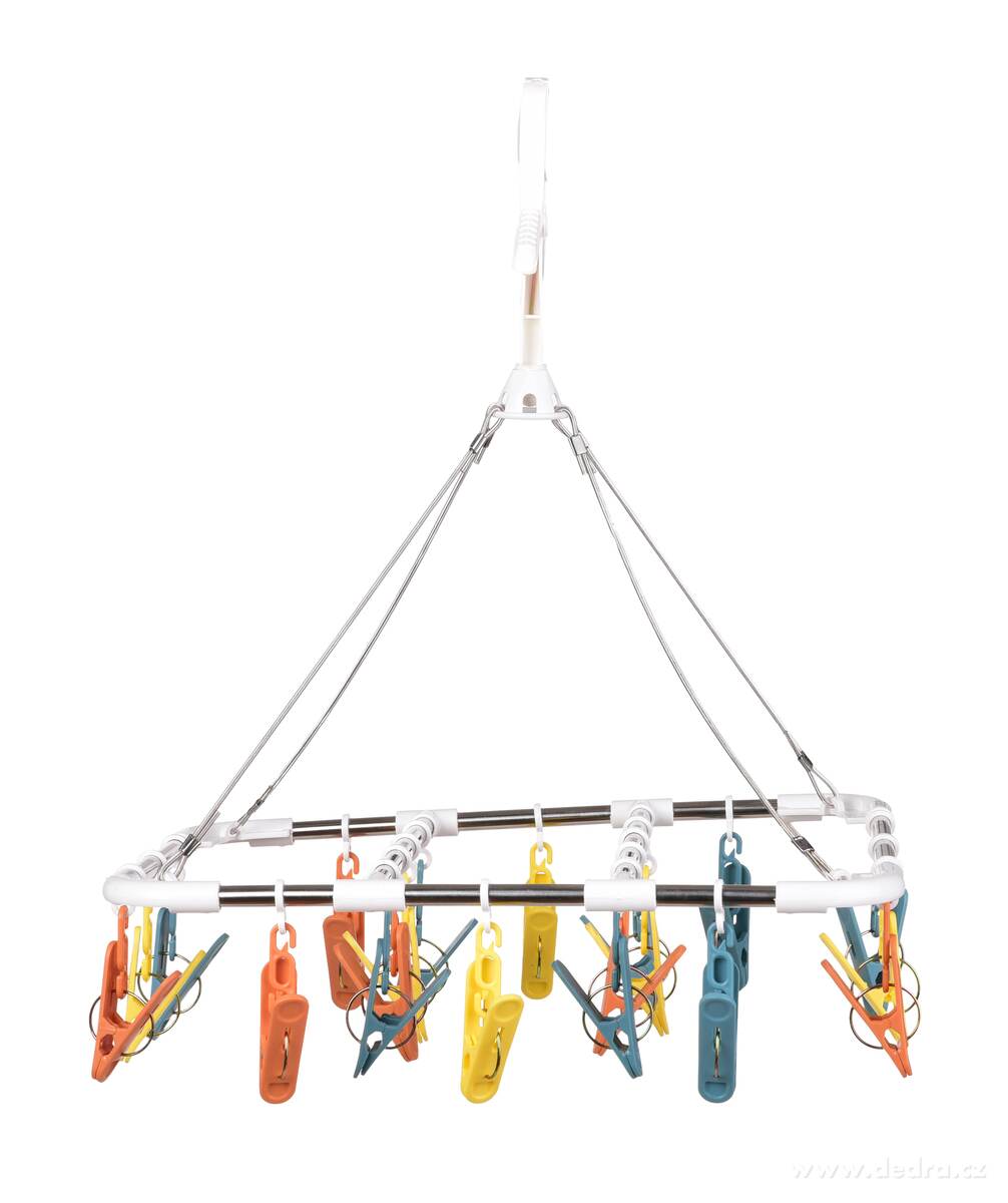 KOLÍČKOVNÍK, otočný obdélníkový kolotoč s 20 barevnými kolíčky na prádlo