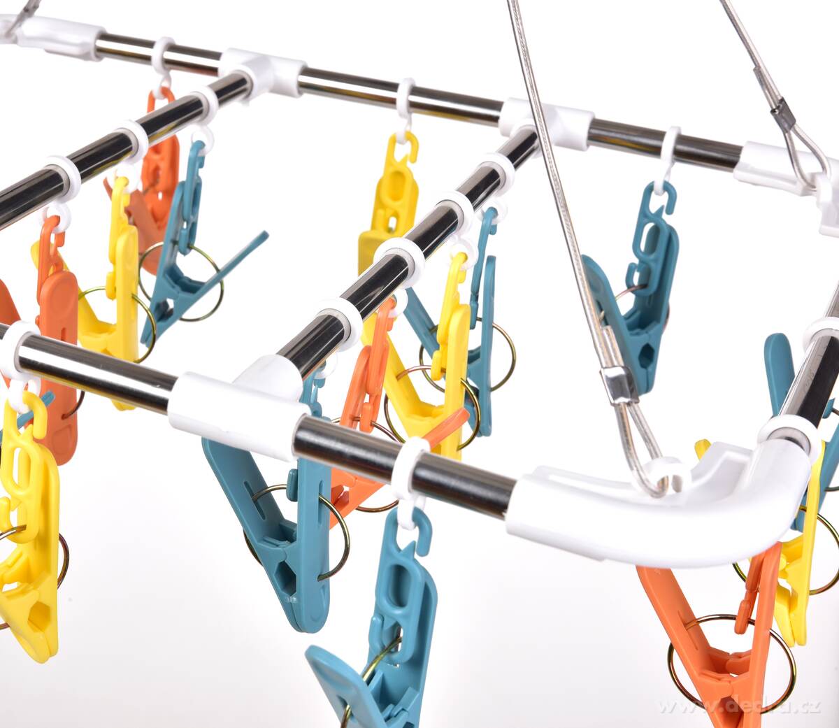 KOLÍČKOVNÍK, otočný obdélníkový kolotoč s 20 barevnými kolíčky na prádlo – náhled 3 | Grand Móda