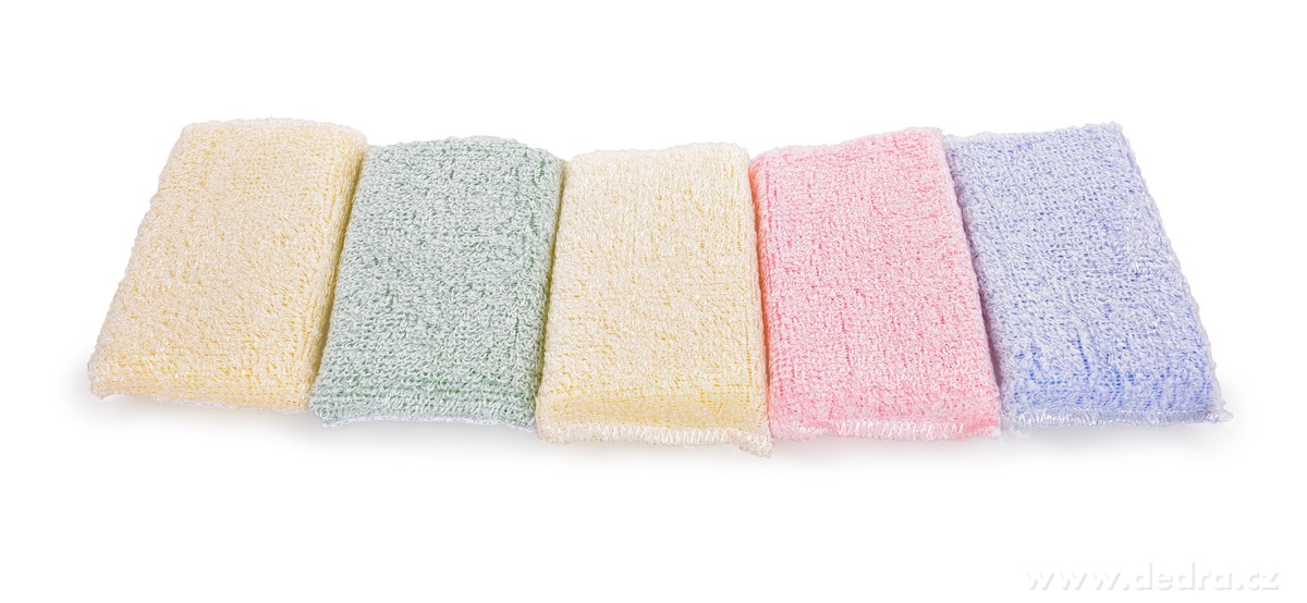 GoEco®, Barevné houbičky z bambusového vlákna, 5 ks, jemné & účinné čištění – náhled 2 | Grand Móda