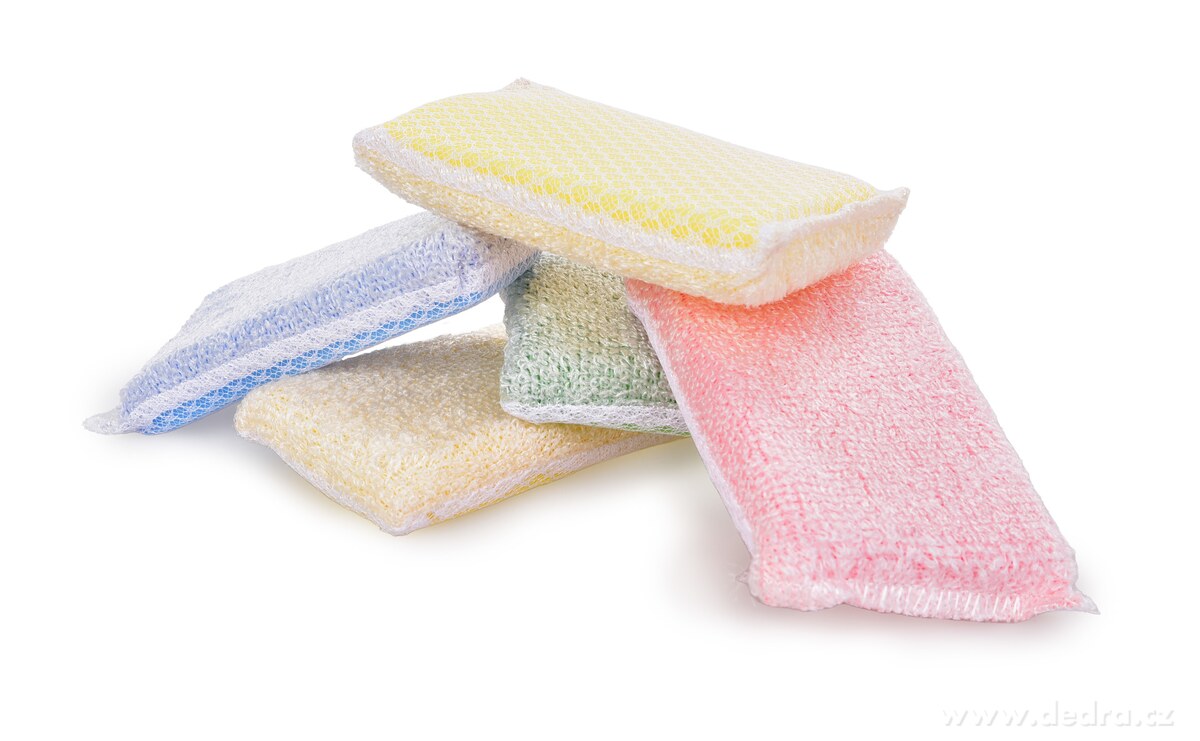 GoEco®, Barevné houbičky z bambusového vlákna, 5 ks, jemné & účinné čištění – náhled 4 | Grand Móda