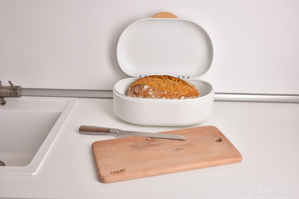 GOURMET, kovový chlebník s otevíracím víkem, bílý – náhled 3 | Grand Móda