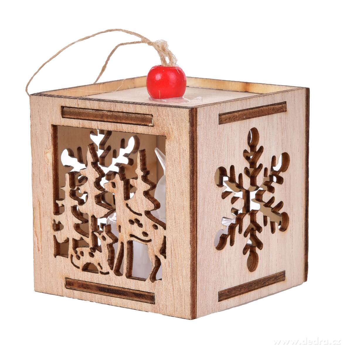 LESNÍ TICHO SE SVĚTLEM, dřevěná LED dekorace, 5 × 5 cm – náhled 2 | Grand Móda