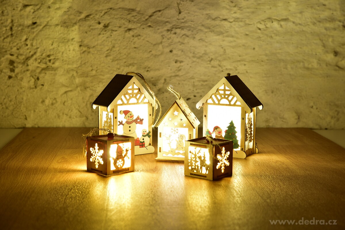 LESNÍ TICHO SE SVĚTLEM, dřevěná LED dekorace, 5 × 5 cm – náhled 3 | Grand Móda