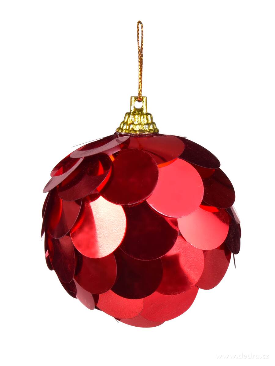 ČERVENÝ TŘPYT VÁNOC, sada ozdob, 6 ks, flitrové koule – náhled 2 | Grand Móda