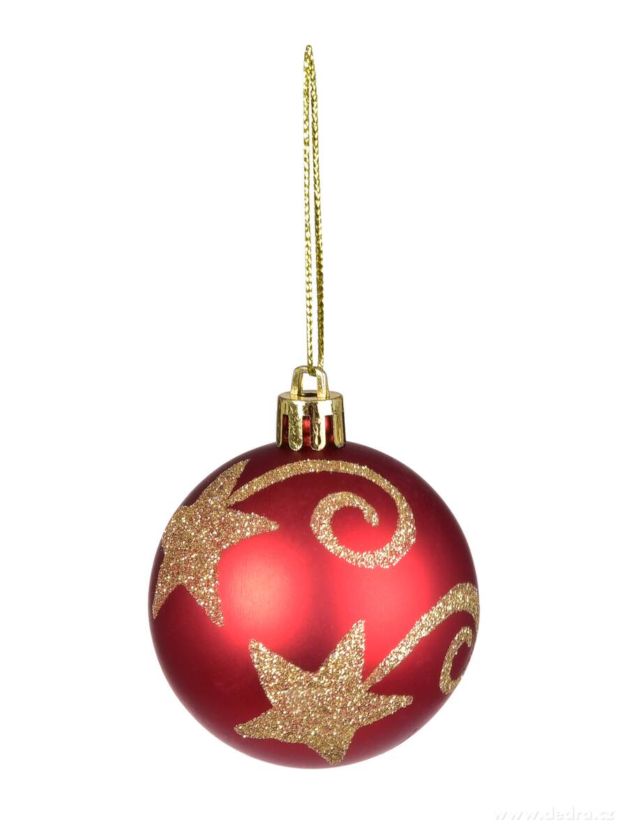 HVĚZDNÁ POSELSTVÍ, sada ozdob, 6 ks, červené koule s betlémskou hvězdou – náhled 2 | Grand Móda